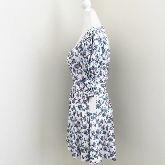 NWOT For Love and Lemons Taggart Mini Dress Puff Sleeve Open Back - Picture 4 of 14